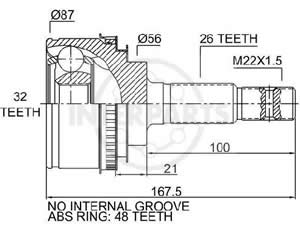 Junta Garma Toyota Camry 2.2 4 cil Abs 48z 92/96 L/R 26/32