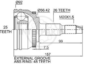 Junta Garma Volvo 850 ABS Lado Rueda 26/25
