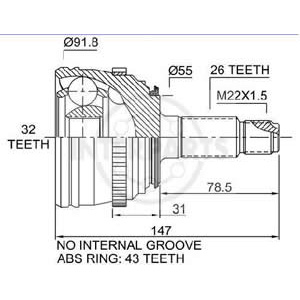 Junta Garma Rover 218/220/416 Abs 43z 55mm 95/.. L/R 26/32