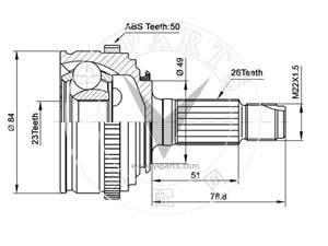 Junta Garma Rover 216/414/416 1.6 Abs 50z 90/95 L/R 26/23