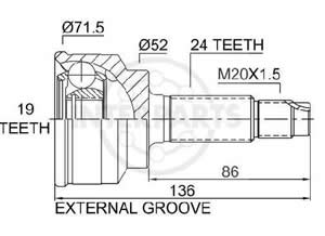 Junta Garma Kia Pride 94/.. Lado Rueda 24/19