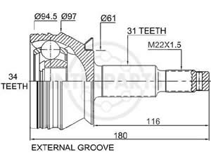 Junta Garma Chrysler Dakota 4x4 ABS 91/96 Lado Rueda 31/34 