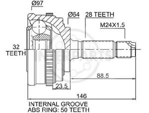 Junta Garma Honda CR-V 4x4 Lado Rueda 28/32