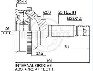 Junta Garma Hyundai Sonata 6 cil 92/.. Lado Rueda 25/26