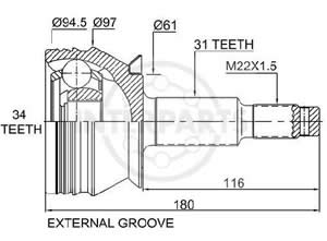 Junta Garma Chrysler Dakota Durango 97/99 L/Rueda 31/34 S/In
