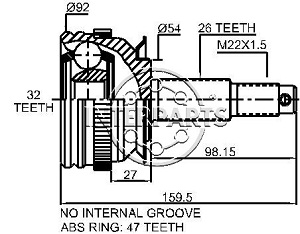 Junta Garma Chrysler Caravan 91/00 Abs 47z Lado Rueda 26/32