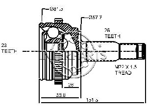 Junta Garma Chrysler Neon 00/05 Pt Abs 46z Lado Rueda 26/23