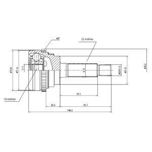Junta Garma Chery QQ 40z ABS Lado Rueda 22/19 Seguro Palier