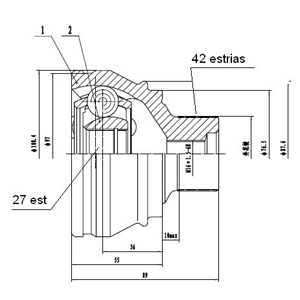 Junta Garma Audi A4 2.0 3.2  07/.. Lado Rueda 42/27 