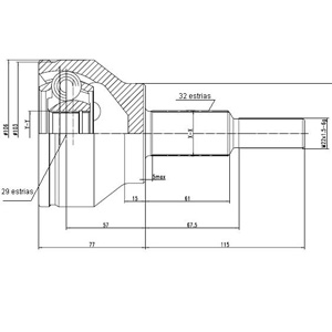 Junta Garma Chrysler Cherokee Seg Medio L/Rueda 32/29