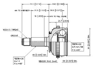 Junta Garma Rover 216/414/416 Abs 43z 95/.. L/R 26/22