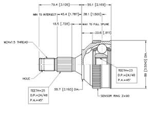 Junta Garma Peugeot 306/405/406 Abs 90z Lado Rueda 25/23