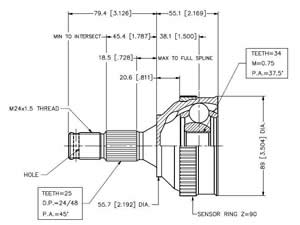 Junta Garma Peugeot 306/405/406 Abs 90z Lado Rueda 25/34