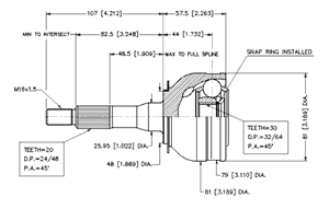 Junta Garma Renault 12 4 velocidades Lado Rueda 20/30