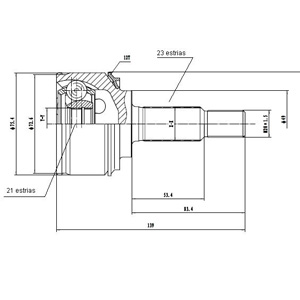 Junta Garma Renault Kangoo 01/.. Lado Rueda 23/21