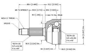 Junta Garma Ford Escort Orion 1600cc 93/.. Lado Rueda 25/30