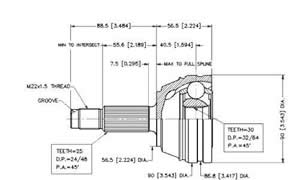 Junta Garma Ford Escort Orion 1800cc 93/.. Lado Rueda 25/30