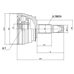 Junta Garma Alfa Romeo 155/166 Lado Rueda 25/28