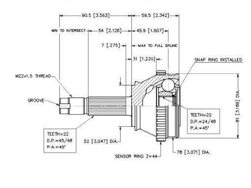 Junta Garma Fiat Palio Siena con ABS Lado Rueda 22/22