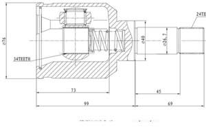 Junta Garma Peugeot 306/405 Manguito 70mm L/ Caja Izq 34/24
