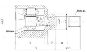 Junta Garma Peugeot 306 Manguito 62mm Lado Caja Izq 34/24