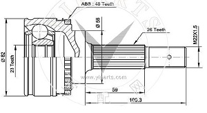 Junta Garma Toyota Avenis Corona Abs 48z 98/.. L/Rueda 26/23