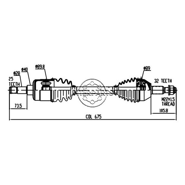 Semieje Garma Chrysler Caravan 08/10 Izq 675 mm 32/25
