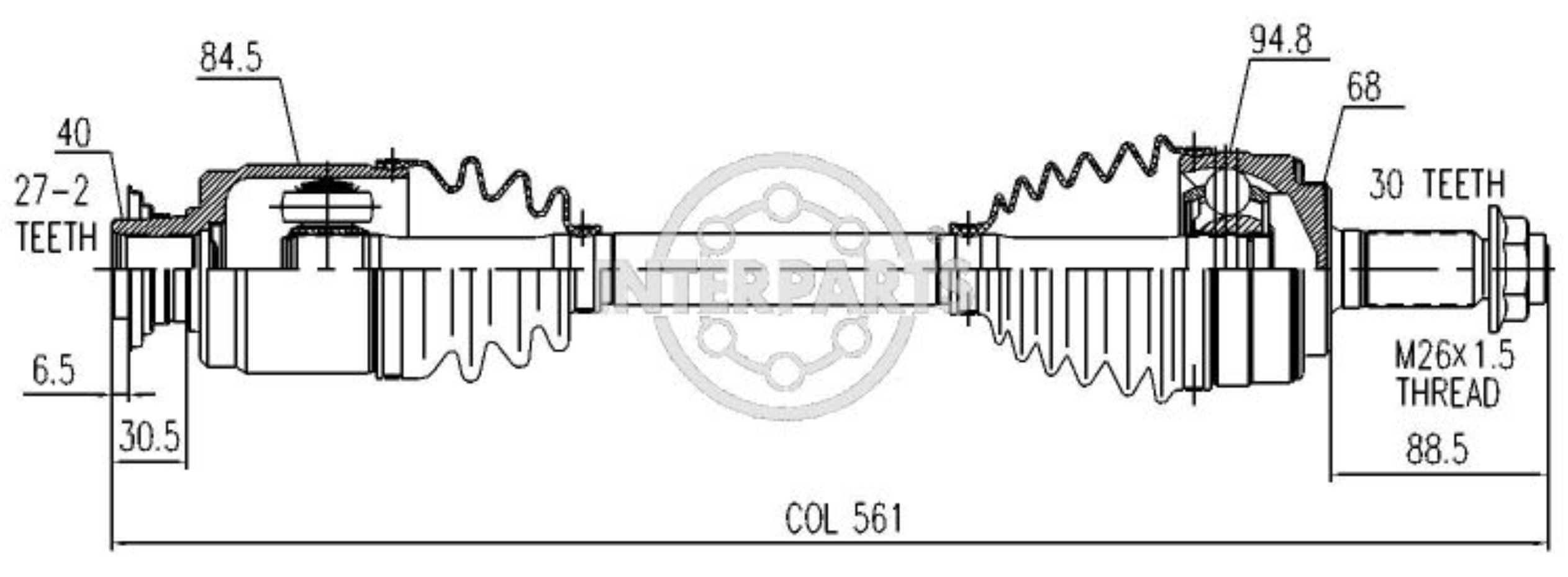 Semieje Garma Honda CRV Manual 07/11 Der 561mm 30/27