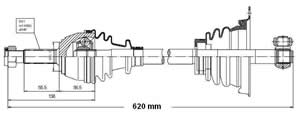 Semieje Garma Renault Twingo 93/.. Izq 620mm 21/Tr