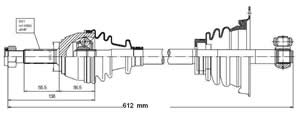 Semieje Garma Renault Clio 1.1 1.2 1.4 90/98 Izq 612mm 21/Tr