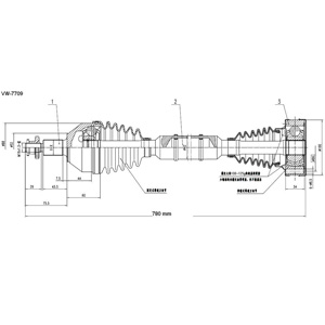 Semieje Garma Volkswagen Fox Suran 10/.. Der 780mm 36/ø 100